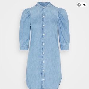 Light Blue Gap Puff Sleeve Denim Dress
